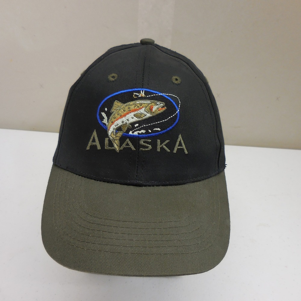 Tongass Trading Co Alaska Fishing Hat Black Olive Green Trout Snapback Cap